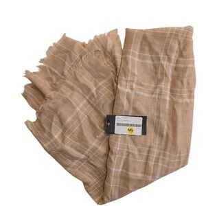 WEEKEND MaxMara Emiro Camel Plaid Stole Square Scarf Fringe Detail Elegant